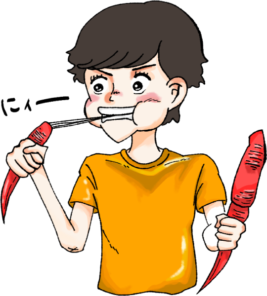 カニを食べる女の子のイラスト