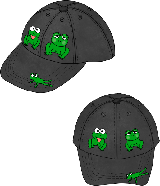 カエルのデザイン入りキャップのイラスト
