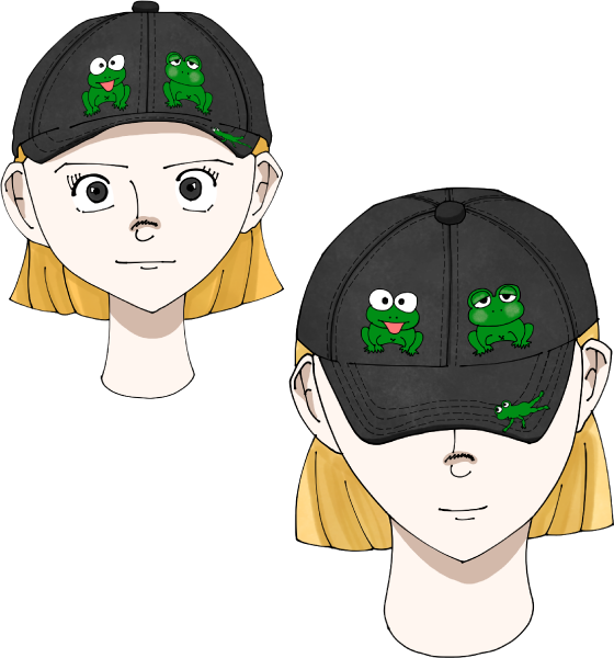 カエルのデザイン入りキャップのイラスト