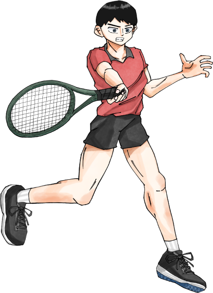 男の人のテニスフォアハンドのイラスト