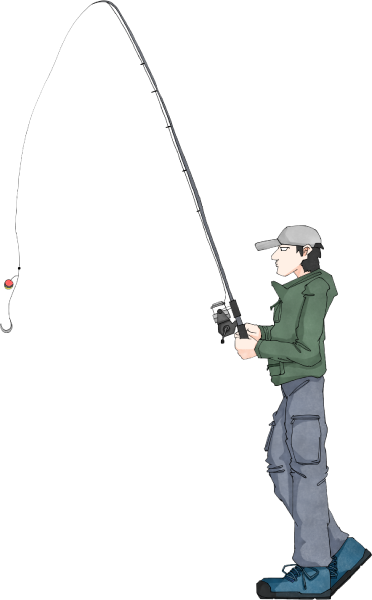 立って釣りをする人のイラスト