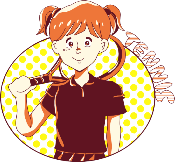 テニスラケットを持つ女の子のイラスト