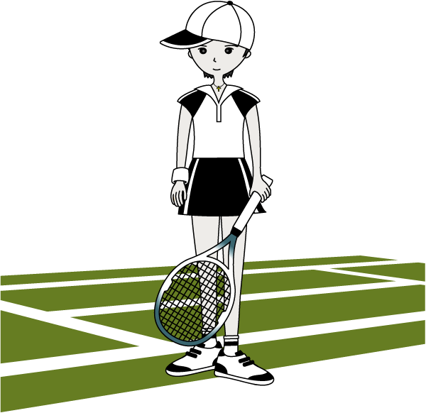 テニスラケットを持つ女の子のイラスト