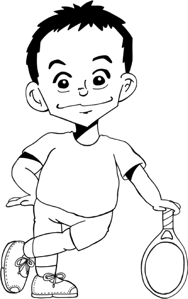 テニスラケットを持つ男の子のイラスト