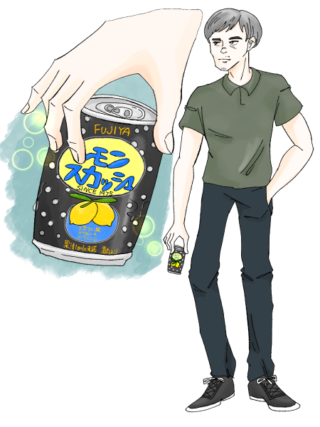 レモンスカッシュを持つ男の人のイラスト