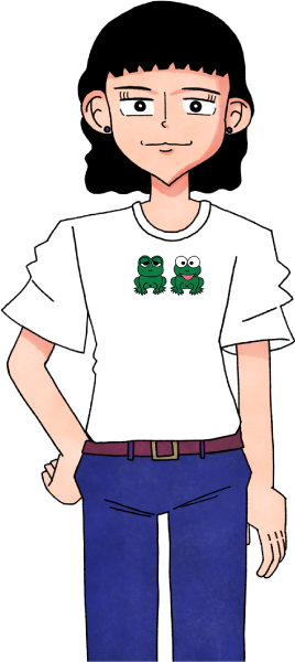 カエルTシャツを着る女の子のイラスト
