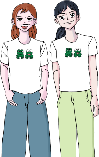 カエルTシャツ着る女の子のイラスト