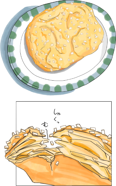 ファミリーマート　バタークロワッサンメロンパンのイラスト